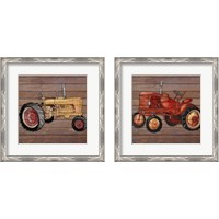 Framed 'Tractor on Wood 2 Piece Framed Art Print Set' border=