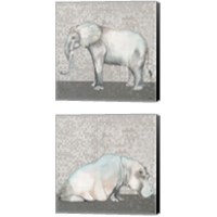 Framed 'Introspective Hippo & Elephant 2 Piece Canvas Print Set' border=