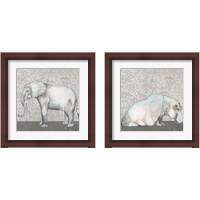Framed 'Introspective Hippo & Elephant 2 Piece Framed Art Print Set' border=