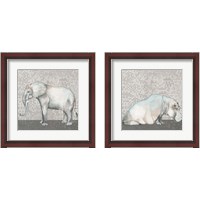 Framed Introspective Hippo & Elephant 2 Piece Framed Art Print Set