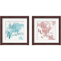 Framed 'Adventure Map 2 Piece Framed Art Print Set' border=