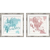 Framed 'Adventure Map 2 Piece Framed Art Print Set' border=