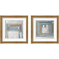 Framed 'Grey Squares 2 Piece Framed Art Print Set' border=