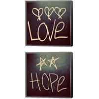 Framed 'Triple Love and Hope 2 Piece Canvas Print Set' border=