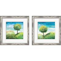 Framed 'Cute Tree 2 Piece Framed Art Print Set' border=