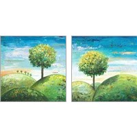 Framed 'Cute Tree 2 Piece Art Print Set' border=