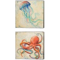 Framed 'Creatures of the Ocean 2 Piece Canvas Print Set' border=