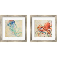 Framed 'Creatures of the Ocean 2 Piece Framed Art Print Set' border=