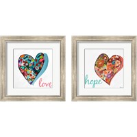 Framed 'Hearts of Love & Hope 2 Piece Framed Art Print Set' border=