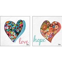 Framed Hearts of Love & Hope 2 Piece Art Print Set
