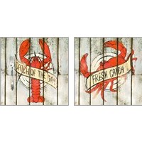 Framed 'Catch of the Day Square 2 Piece Art Print Set' border=