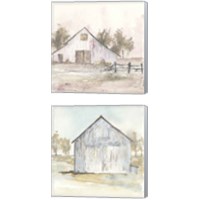 Framed 'White Barn 2 Piece Canvas Print Set' border=