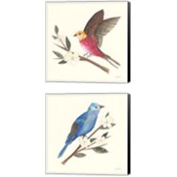 Framed 'Birds and Blossoms 2 Piece Canvas Print Set' border=