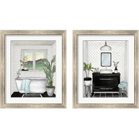 Framed 'Modern Black and White Bath 2 Piece Framed Art Print Set' border=