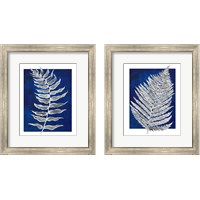 Framed 'Blue Fern in White Border 2 Piece Framed Art Print Set' border=