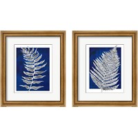 Framed Blue Fern in White Border 2 Piece Framed Art Print Set