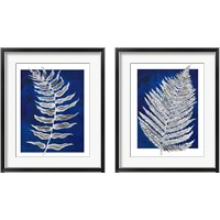 Framed Blue Fern in White Border 2 Piece Framed Art Print Set