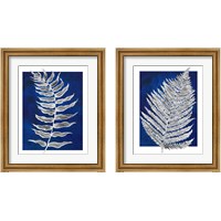 Framed Blue Fern in White Border 2 Piece Framed Art Print Set