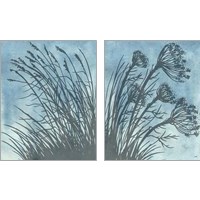 Framed Tall Grasses on Blue 2 Piece Art Print Set