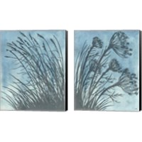 Framed 'Tall Grasses on Blue 2 Piece Canvas Print Set' border=