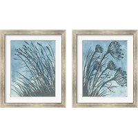 Framed 'Tall Grasses on Blue 2 Piece Framed Art Print Set' border=