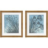 Framed 'Tall Grasses on Blue 2 Piece Framed Art Print Set' border=
