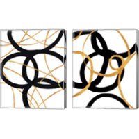 Framed Black and Gold Stroke 2 Piece Canvas Print Set