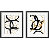 Framed 'Black and Gold Stroke 2 Piece Framed Art Print Set' border=