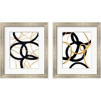 Framed 'Black and Gold Stroke 2 Piece Framed Art Print Set' border=