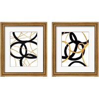 Framed 'Black and Gold Stroke 2 Piece Framed Art Print Set' border=