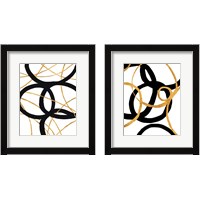 Framed 'Black and Gold Stroke 2 Piece Framed Art Print Set' border=