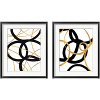 Framed 'Black and Gold Stroke 2 Piece Framed Art Print Set' border=