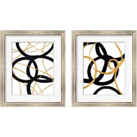 Framed 'Black and Gold Stroke 2 Piece Framed Art Print Set' border=