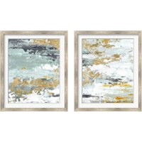 Framed 'Gold Magic Vertica Abstract 2 Piece Framed Art Print Set' border=