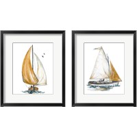 Framed 'Gold Sail 2 Piece Framed Art Print Set' border=