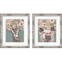 Framed Floral Farm Animals 2 Piece Framed Art Print Set
