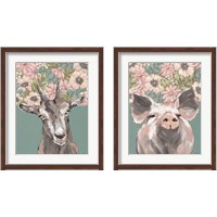 Framed Floral Farm Animals 2 Piece Framed Art Print Set