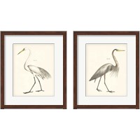 Framed 'Vintage Heron 2 Piece Framed Art Print Set' border=