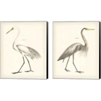 Framed 'Vintage Heron 2 Piece Canvas Print Set' border=