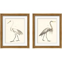 Framed 'Vintage Heron 2 Piece Framed Art Print Set' border=
