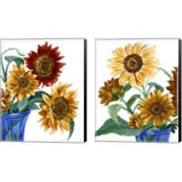 Framed 'China Sunflowers 2 Piece Canvas Print Set' border=