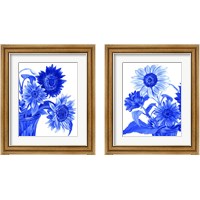 Framed 'China Sunflowers blue 2 Piece Framed Art Print Set' border=