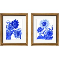 Framed 'China Sunflowers blue 2 Piece Framed Art Print Set' border=