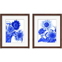 Framed 'China Sunflowers blue 2 Piece Framed Art Print Set' border=