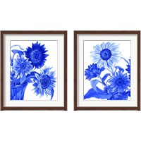 Framed 'China Sunflowers blue 2 Piece Framed Art Print Set' border=