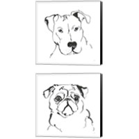 Framed 'Line Dog 2 Piece Canvas Print Set' border=