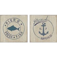 Framed Floursack Nautical  2 Piece Art Print Set