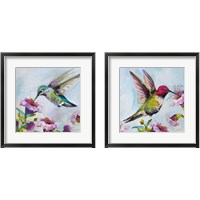 Framed 'Hummingbird  Florals 2 Piece Framed Art Print Set' border=