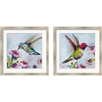 Framed 'Hummingbird  Florals 2 Piece Framed Art Print Set' border=