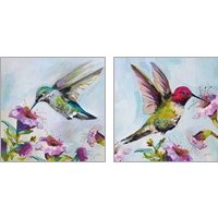 Framed 'Hummingbird  Florals 2 Piece Art Print Set' border=
